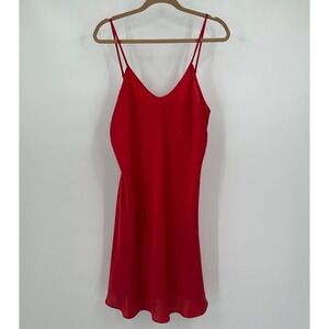 Solange Womens Satin Romantic‎ Slip Dress Size XL Red Boudoir Minimalist Nightie